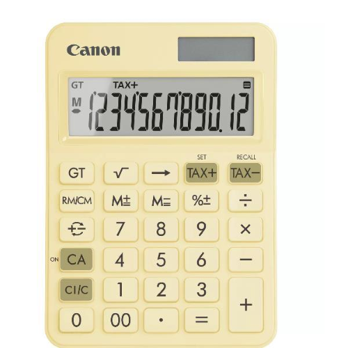 CANON LS-125KB-PYL CALCOLATRICE DA TAVOLO 12 CIFRE ALIMENTAZIONE SOLARE/BATTERIA GIALLO